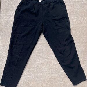 Eileen Fisher Pants Women Medium Cropped Organic Cotton Gauze Beach Office Black